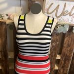 Premise  dress woman’s coral lime cream stripe maxi tank rayon dress NEW Sz M Photo 5