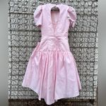 Betsy and Adam Vintage 80s Bubblegum Pink Drop Waist Puff Sleeve Ruffle Prom Dress Photo 1
