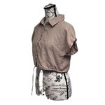 Love83 Beige Cropped Button Up Top Women’s M Woven Boho Coastal Granola Girl Tan Size M Photo 2