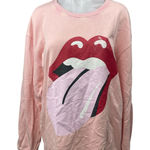 The Rolling Stones  Women's Pink Orange Long Sleeve Graphic Sweatshirt Top Size S Photo 0