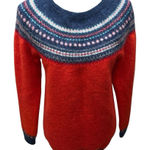 Gap Maternity Circular Fair Isle Holly Berry Sweater Sz Large Mohair Wool Blend Photo 0