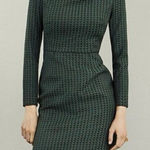 The Fold London Sheath Shift Green Tweed Pleated Neckline Dress Sz 12 Photo 0