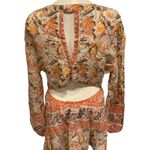 Free People orange floral mini dress size small open back long sleeve Photo 4