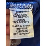 Jade Shirt Women Small Blue Linen Blend Ruffled V Neck‎ Top Preppy Lagenlook Photo 6