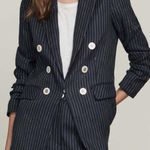 Veronica Beard  Pinstripe Beacon Dickey Jacket linen cotton blazer size 0 Photo 0