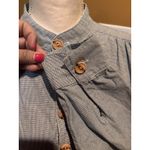 J. Peterman Co Popover Tunic Shirt Blue Check Mandarin Collar Button Front Med Photo 4