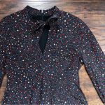 Madewell  • Balsam Tie-Neck Dress in Starry Night black silk bow mini pleated Photo 4