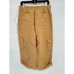 Nicole Miller  Linen Pant Women L Tan Cargo Crop Wide Leg Coastal Gorpcore Beach Photo 4
