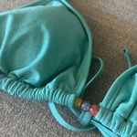 Wild Fable  blue teal silver shimmer beaded triangle bikini top large Photo 2