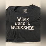 Modern Lux  Black and white Xl womens tee, wine, dogs & weekends Photo 1