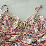 Strangers & Lovers Yellow Floral Satin Rouched Mini Dress Photo 4