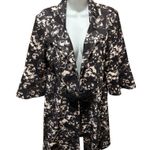 Joseph Ribkoff  Lightweight Trench Coat W/Bow 14 Black Cream Unlined Bell Sleeve Photo 1