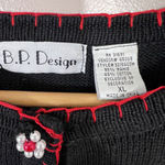 Vtg Christmas Cardigan Ugly Sweater Black XL Bling 90s Y2K Snowflake Sleigh Photo 8