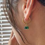 Green Gem Earrings Emerald Green Earrings Drop Gem Earrings Photo 5