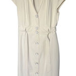 YUVITA Trench Coat Dress M Khaki Button Down Sheath Dress Midi Photo 0