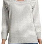 James Perse  Standard Striped Crewneck Sweatshirt Gray Size 2(M) Coastal Classic Photo 0