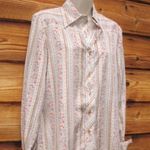 Vintage 70s Blue Pink Bow Top Blue Size L Photo 4