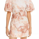 ALC Frank A.L.C. Jess Pink Cotton Puff Sleeve Crew Neck Tie Dye Mini Dress Size Small Photo 0