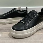 NIB J/SLIDES NYC West Black Leather Sneaker Shoes White Platform Soles Size 9M Photo 4