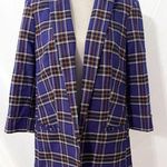 EXPRESS Purple Plaid Oversized Open Blazer – Size M, 3/4 Sleeve Photo 0