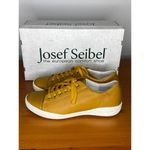 Josef Seibel Womens Leather Sneakers Mustard Yellow Lace Photo 3