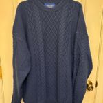 Aelfric Eden  Navy Blue Cable Knit Crewneck Business Casual Sweater  Photo 3