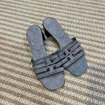 Tory Burch  Women's Ines Heel Mule Sandal 55MM Denim Suede Blue Cloud Photo 2