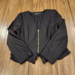 River Island  black belt gold zipper detail moto light Jersey jacket blazer 14 Photo 5