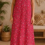 Ann Taylor Linen Blend Sleeveless Shirtdress in Red Floral Photo 0