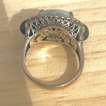 Sterling Silver Celadon Jade & Black Onyx CZ Filigree Ring Photo 12