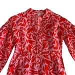 Veronica Beard Samy Red & Pink Poppy Floral Print Button Up Mini Shirt Dress 4 Photo 3