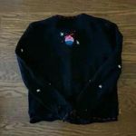 Vintage PAPPAGALLO CHRISTMAS SWEATER Embroidered Ornaments Bright Size Small Black Photo 10