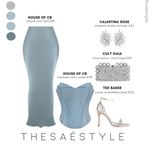 House Of CB  Set Nastassia & Amadi Cool Blue Embellished‎ Satin corset Maxi sz XS Photo 14