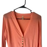 Col Story Y2k Large Peach Pink Button Deep V Neck Long Sleeve Thermal Cap Top Photo 1