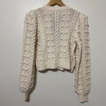 Alice + Olivia Kitty Puff-Sleeve Cardigan Size XS Oversized Cream White Black Photo 5