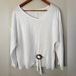 Milio Milano Made in Italy 100% Linen Top Womens L White Ring Clip Breezy Summer Size L Photo 1