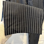 Tommy Hilfiger  Midnight Navy‎ & White Pinstripe Straight Leg Belted Women Size L Photo 1