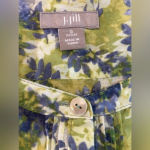J. JILL Floral Print Cotton and Silk‎ Blouse Size Small Petite Green/Blue Blue Photo 5