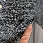 Vintage Knit A Line Button Front Dress Black White Blue Marled Pattern Photo 5