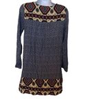 Umgee EUC Blue Red Southwest Aztec Print Long Sleeve Dress Sz S Photo 1