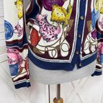 Talbots Tea Party Print Button Up Cardigan Sweater Blue Multi XS Photo 6