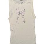 American Eagle AE Graphic Longline Tank Top Pink Bow dainty size xsmall women’s Photo 1