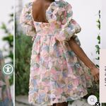 Storia  Stacy Sequin Floral Multi Puffed Sleeve Sparkle Babydoll Mini Dress L Photo 4