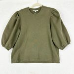 Etica Marie Puff Sleeve Sweatshirt Size Small Sea Turtle Green French Terry Photo 2