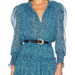 MISA Los Angeles MISA Siena Top Cerulean Ditzy Blue Floral Long Sleeve Size S Photo 0