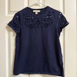 Michael Kors Women’s Michael By Blue Eyelet Short Sleeve T Shirt Top Sz S small Photo 0
