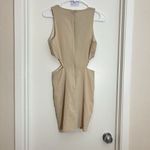 Kourt Dress Sz S Tan Beige Mini Bodycon Cut Out Midriff Sleeveless Tank Short Photo 1