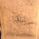 Prada  Women’s Size 37 7 Blue Leather Silver Studded Accents T-Strap Sandals Photo 8