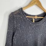 Eyeshadow  Grey Sequin Detail Long Sleeve Knit Tunic Sweater Women's Size Medium Photo 3
