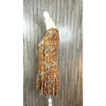 Free People Annabelle Tunic XS Rust Paisley Mock Neck Long Sleeve Peplum Hem Photo 7